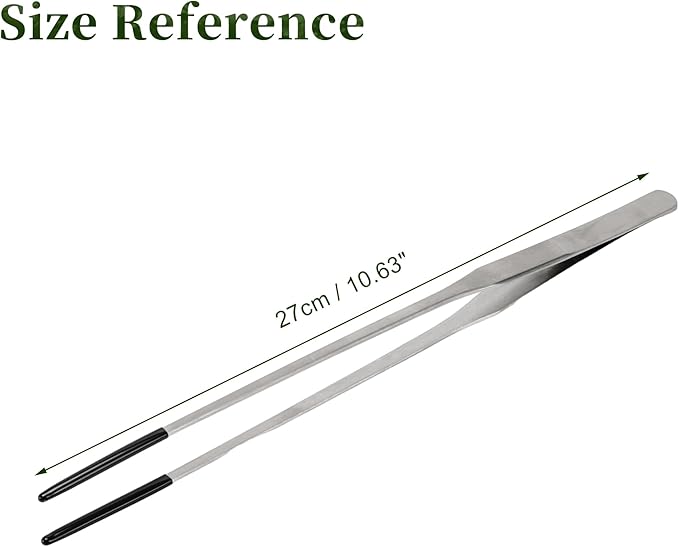 CAPASTEC 10.63" L Aquarium Straight Feeding Tweezer for Feeding with Black Rubber Tip
