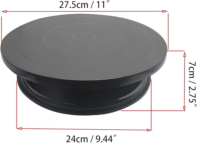 OZXNO Cake Decorating Turntable 11 Inch Cake Turntable Anti-Slip Rotating Cake Stand for Decorating(1pcs Black)