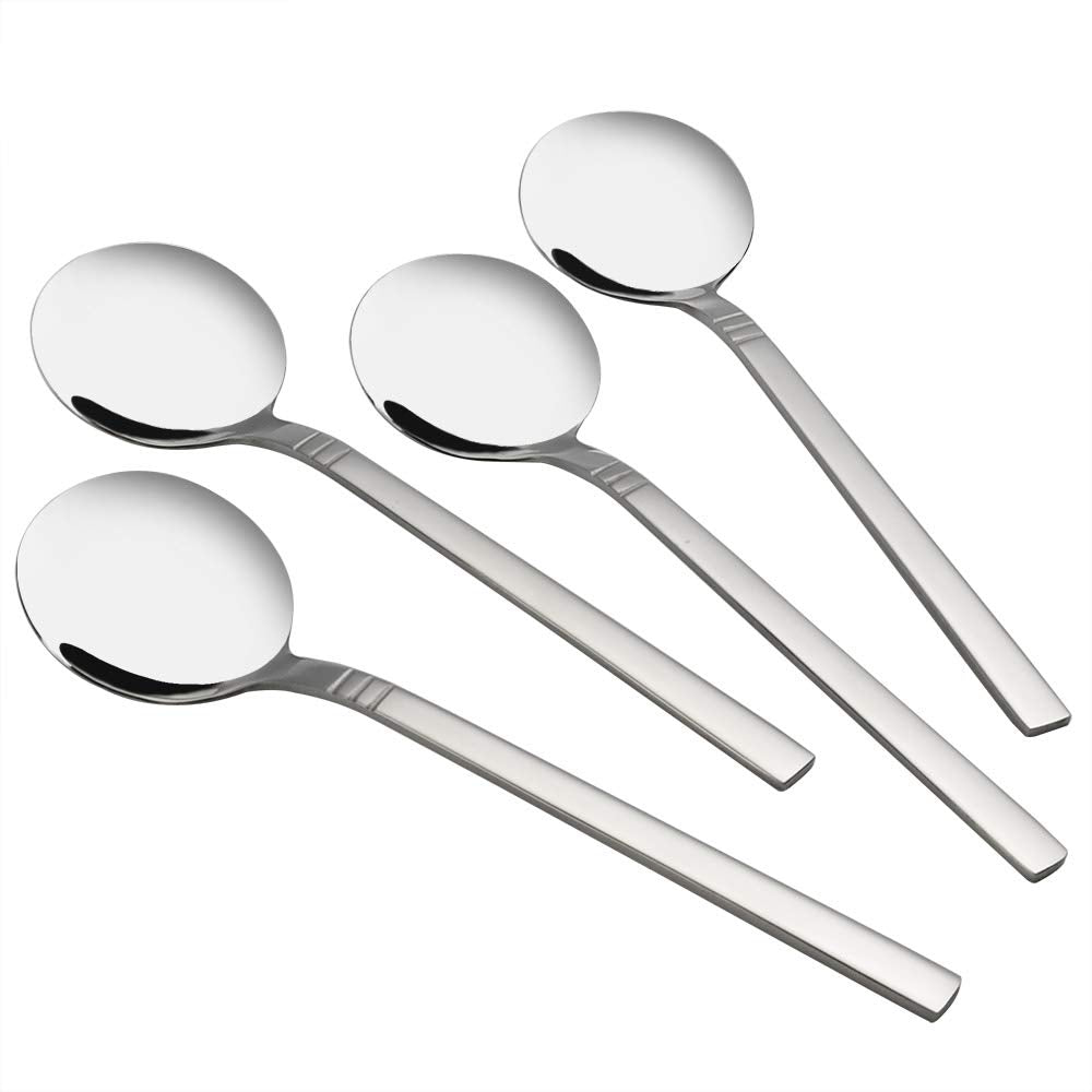 Fiazony Round Soup Spoon, 12 Pieces Stainless Steel Bouillon Spoons