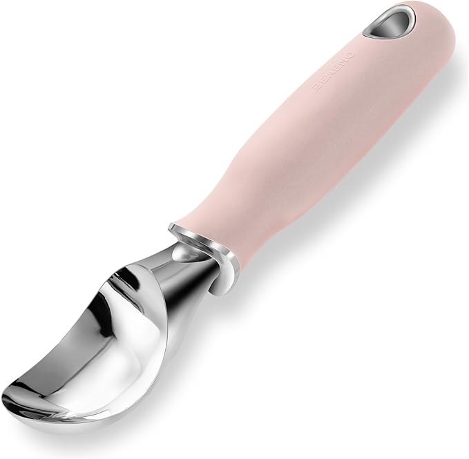 Beneno Premium Heavy Duty Ice Cream Scoop with Ergonomic Grip Handle, Pink