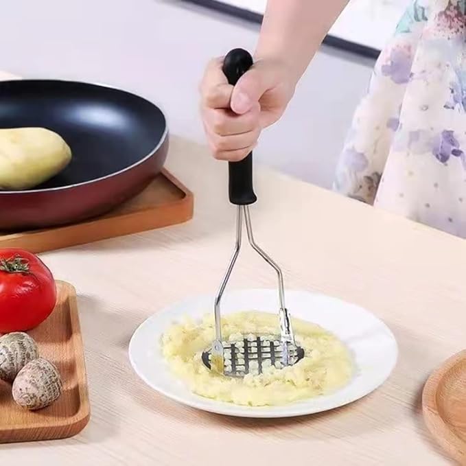 Cawein Potato masher with non-slip handle, stainless steel masher masher kitchen tool for potatoes, sweet potatoes, beans, vegetables, fruits, baby food, avocados and more