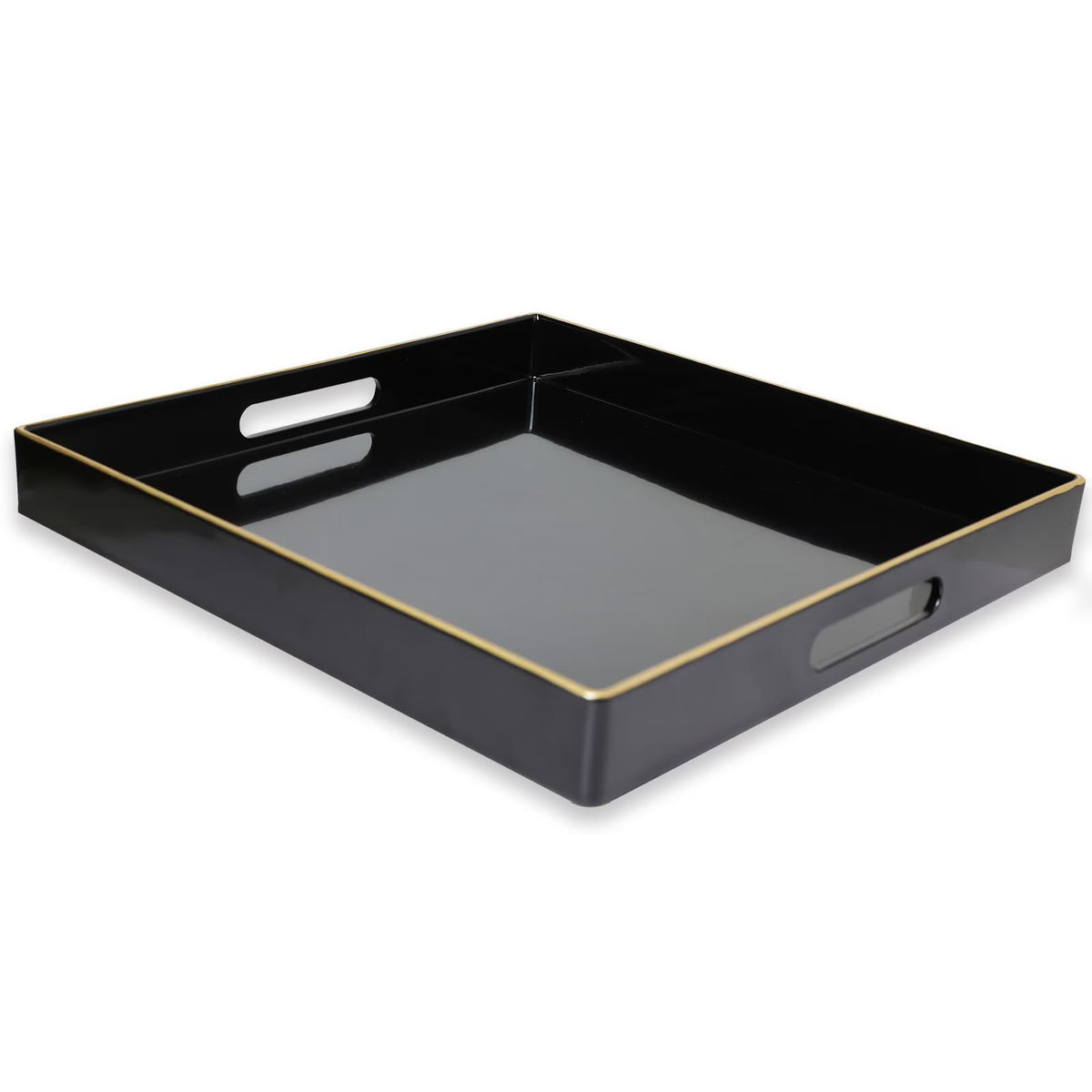 Spsyrine Green Decorative Serving Tray with Handles, Elegant Plastic Coffee Table Tray for Ottoman, Living Room, Home Decor 15.6" X 10.2"