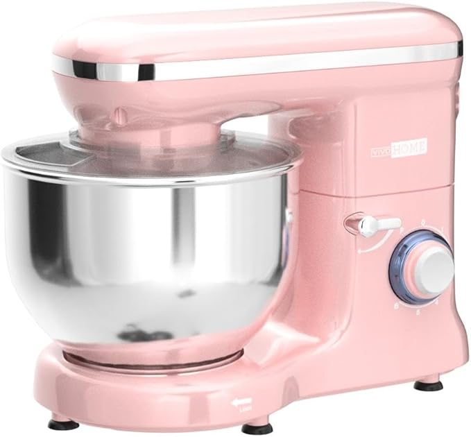 VIVOHOME Stand Mixer, 6-Quart Tilt-Head Kitchen Mixer with Bowl, Pink