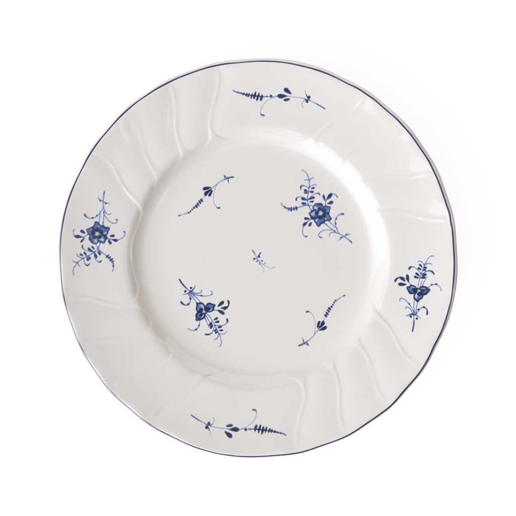 Villeroy & Boch Vieux Luxembourg Salad Plate, 8 in, Premium Porcelain, White/Blue