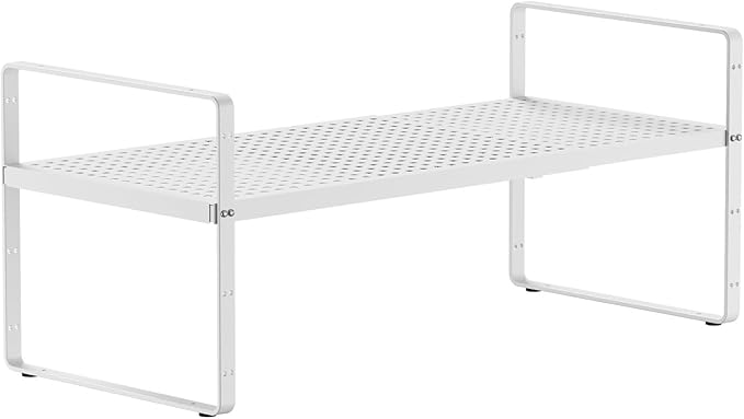 jkxoo Expandable Cabinet Shelf Organizers, 16.5"~27''L, White