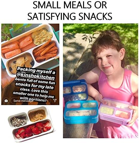 kinsho Small Snack Box Container for Kids Toddlers Set of 2 (Purple + Blue)