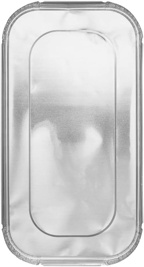 Restaurantware Aluminum Pan Cover 25 Count 12.69 x 6.56 Inch Oven Friendly Disposable Pan Lid 1/3 Size Foil Lid Temperature-Sealing Silver For Catering And Food Storage