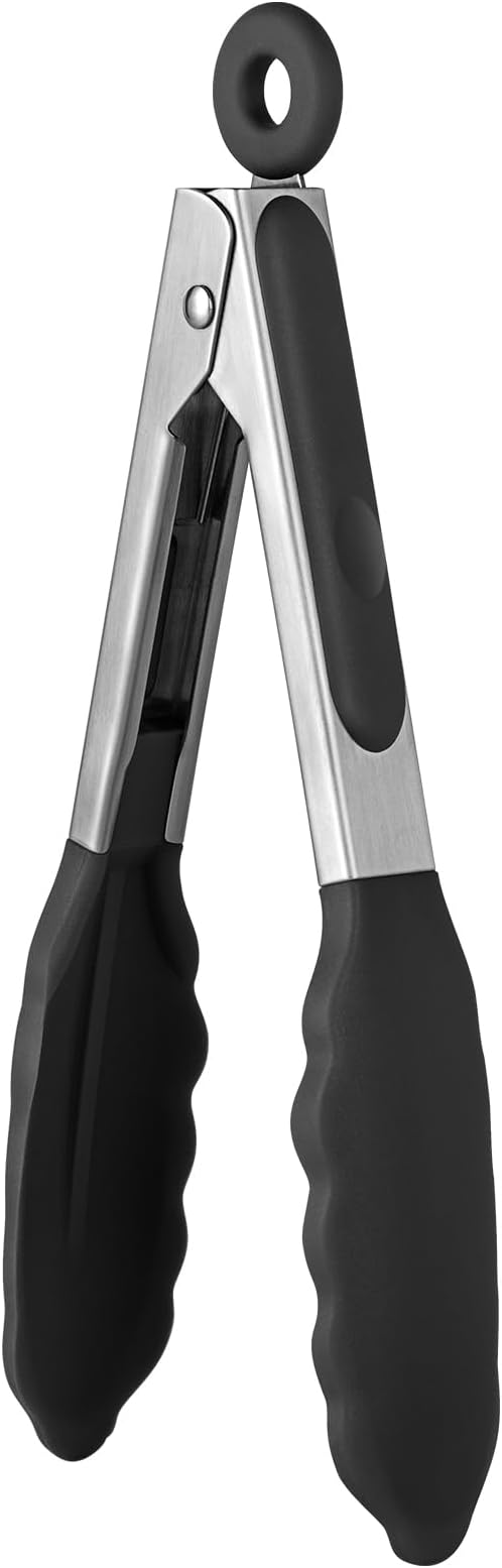 U-Taste Kitchen Tong for Cooking, 600ºF Heat-Resistant Silicone, 7in/Black