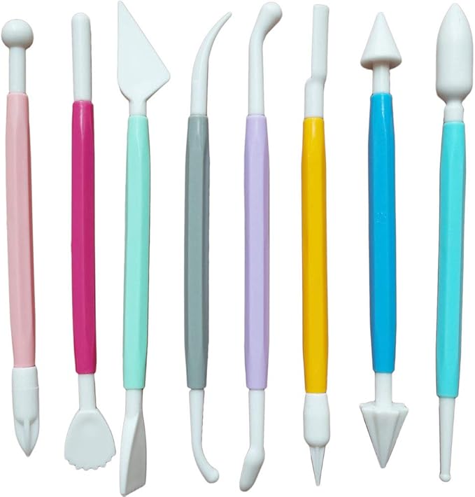 ScivoKaval Marshmallow Fondant Cake Decorating Hand Tool 12 Pcs 5 Sets Sugarcraft Gumpaste Icing Smoother Rolling Pin Trimmer Cutter Embosser Flower Scissor Modelling Accessories Supplies Kit Multi