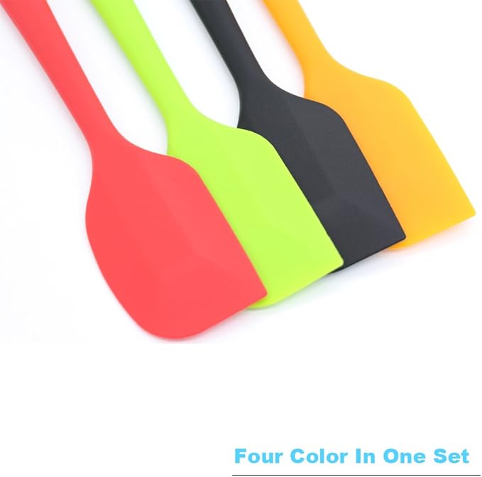 4-Piece Silicone Spatula Set with Stainless Steel Core, Multicolor