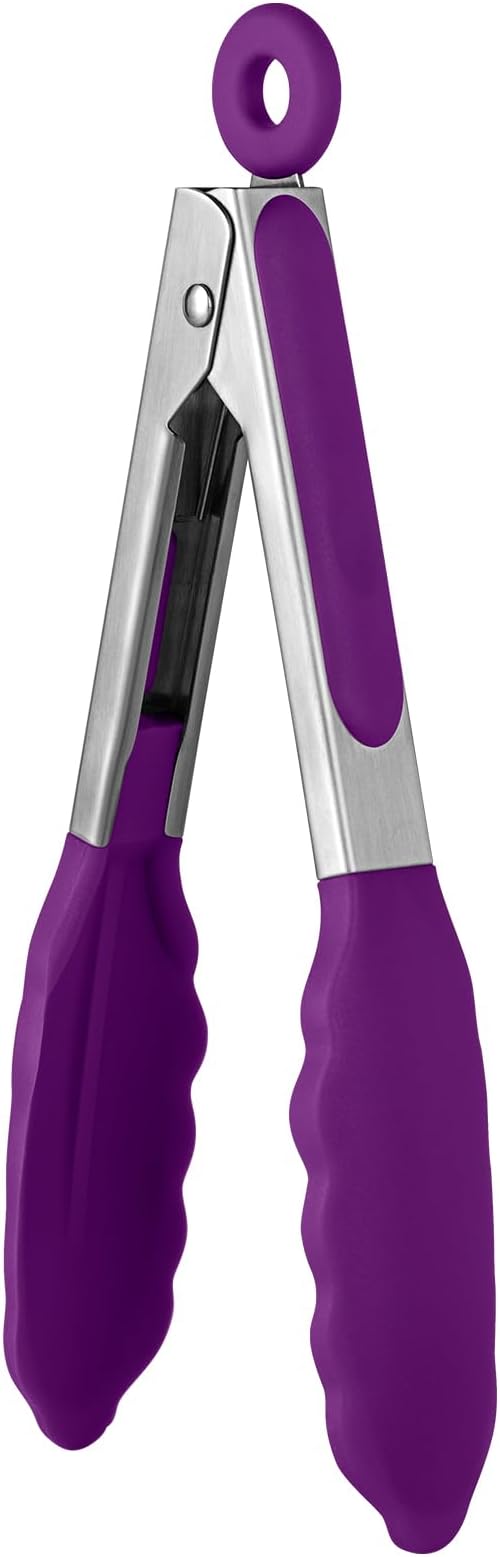 U-Taste Kitchen Tong for Cooking, 600ºF Heat-Resistant Tps, 7in/Purple