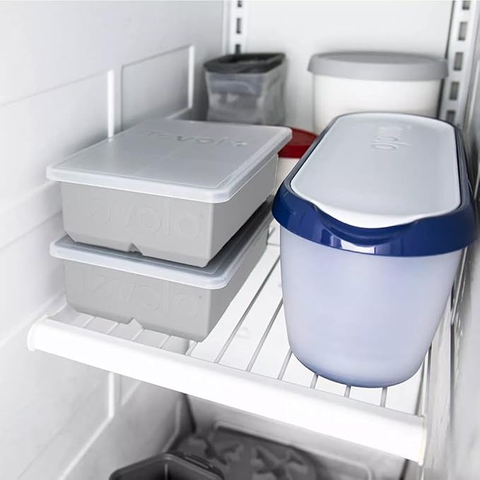 Tovolo Large 2” King Cube Ice Tray with Lid Oyster Gray Ice Cube Trays for Whiskey Cocktails Smoothies, Big Square Ice Cube Mold Silicone Freezer Tray for Perfect Cubes BPA Free Dishwasher Safe