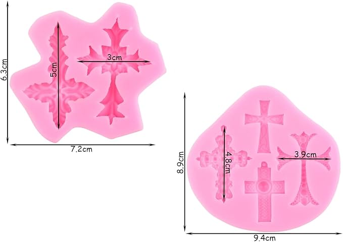 Cross Molds Silicone Fondat Cake Chocolate Mold 2pcs for Baptism Party Supplies