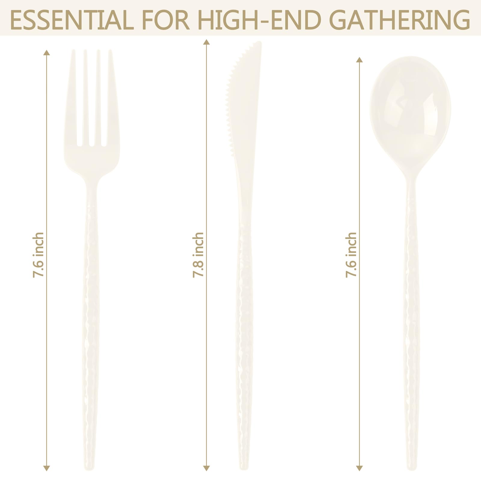 LIYH 150 Pcs Ivory Plastic Cutlery Sets - Ivory Plastic Silverware Heavyduty, Disposable Utensil Sets, 50 of Each Forks, Knives & Spoons Flatware Set for Party Birthday