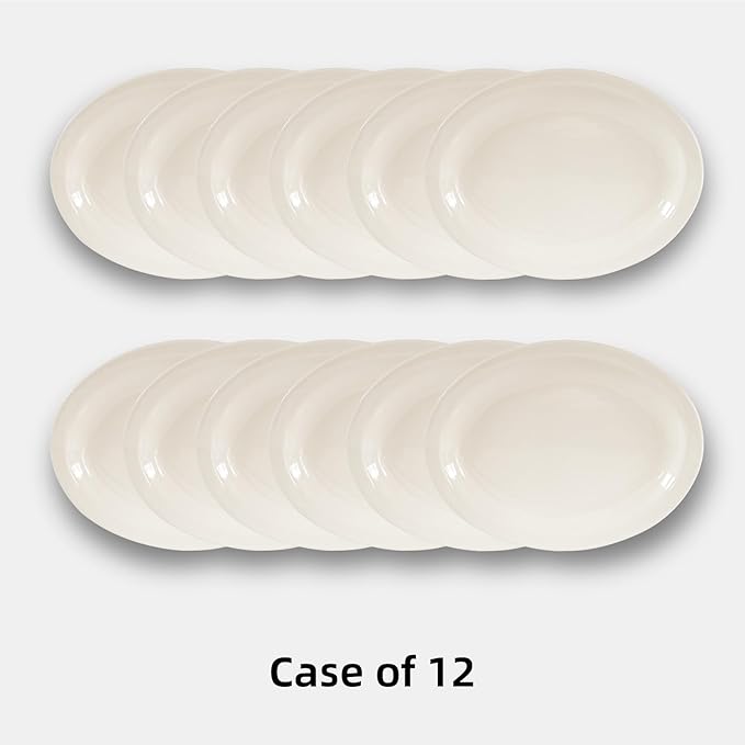 IRESTAURANT PLUS Stoneware Narrow Rim Commercial Grade Dinnerware (America White, Platter 13.5" x 10.5")