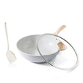 Kordisen Ceramic Wok Pan, 12 Inch Nonstick Wok with Lid, Healthy Non Toxic Woks & Stir-fry Pans for Cooking, Induction Cookware, PFOA & PFAS Free (Grey)