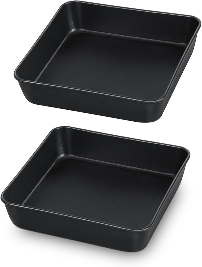 TeamFar 6x6 Inch Square Baking Pans, Coated Square Cake Brownie Lasagna Pan