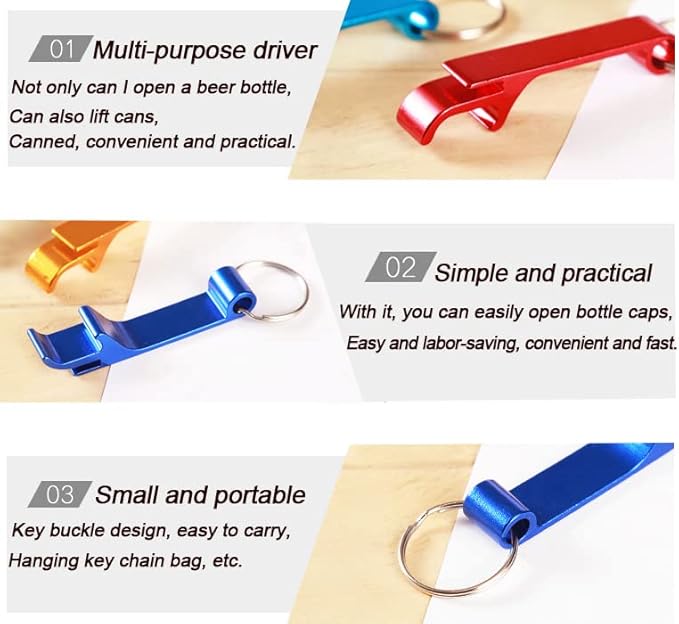 MTOMDY 36 Pieces Colored Aluminum Bottle Opener,Soda Beverage Beer Bottle Opener Keychain,Bottle Openers Aluminum Beer Bottle Opener Claw Beverage Keychain Ring for Kitchen/Wedding/Bar/Party
