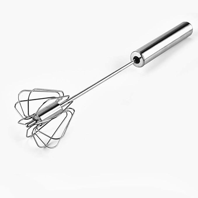 Digead Stainless Steel Egg Whisk, Hand Push Rotary Whisk Blender, Versatile Milk Frother, Hand Push Mixer Stirrer for Blending, Whisking, Beating & Stirring (12in)