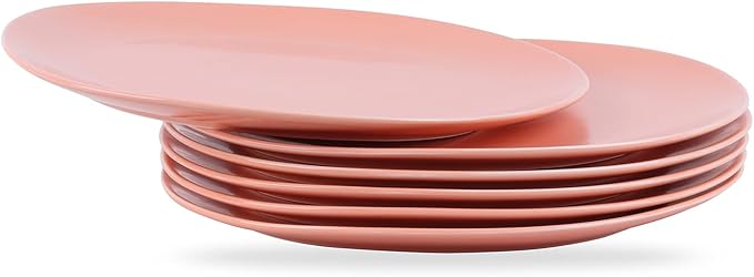 Stone Lain Delilah Dinner Plate 6-Piece Dish Set, Porcelain, Peach