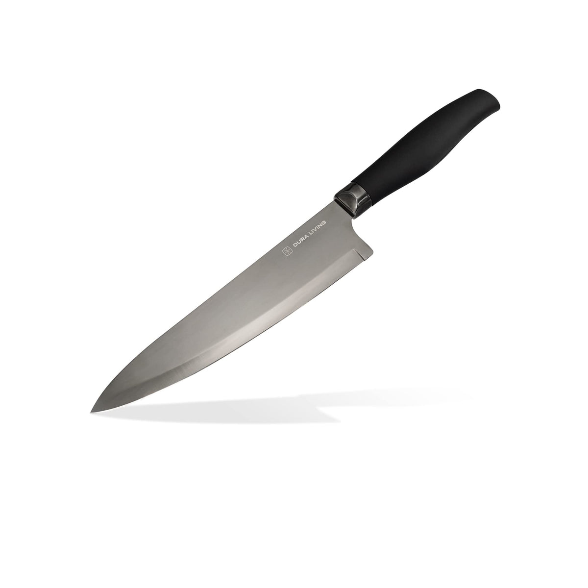 DURA LIVING Santoku Knife - 7 Inch Black Nonstick Titanium Plated Stainless Steel Ultra Sharp Blade, With Ergonomic Comfort Grip Handle Asian Chef's Knife, With Matching Sheath
