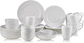 Mikasa Annabelle Bone China Dinnerware Set, 40-Piece Service for 8, White Hobnail Detail, Dinner Plates, Salad Plates, Bowls and Mugs, Dishwasher and Microwave Safe