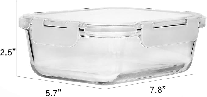 M MCIRCO 8 Pack,30 oz Glass Food Storage Containers with Lids, White