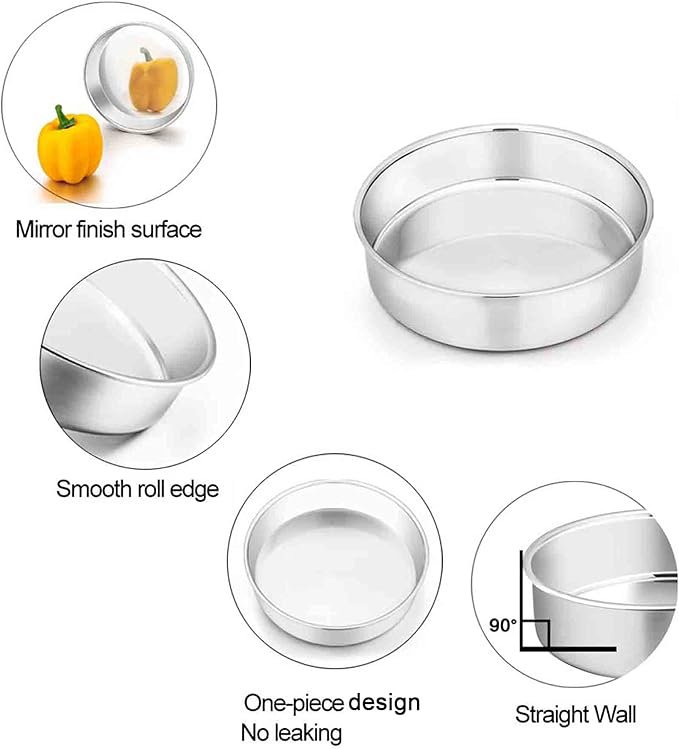 TeamFar 8 Inch Cake Pan Set of 2, Round Layer Cake Baking Pans Tins