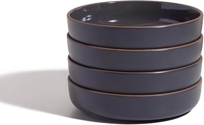 Our Place Dinner Bowls - Set of Four 8.5" Handcrafted Ceramic Pasta Bowls | Deep Plate Bowl Hybrid for Salads, Rice & More | Chip-Resistant, Restaurant-Grade, Stackable, Modular Design | Char