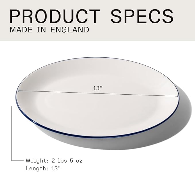 Made In Cookware - Serving Platter - White With Navy Rim - Porcelain - England
