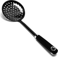 JXWING Black Stainless Steel Skimmer Spoon, Metal Slotted Spoon Strainer