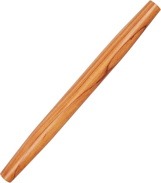 Sinotekk Natural Solid Bubinga Wood French Rolling Pin for Baking | Tapered Edges Type | High-Density Professional Dough Roller (French rolling pin - 15.75‘L)