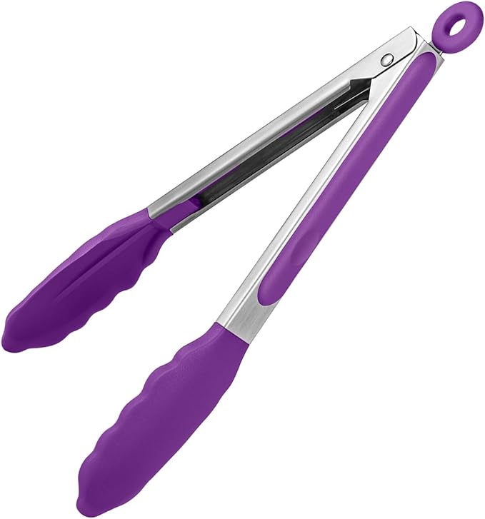 U-Taste Kitchen Tong for Cooking, 480ºF Heat-Resistant Tps, 9in/Purple