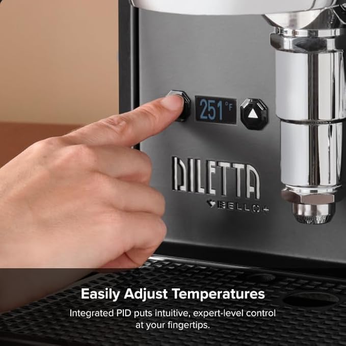 Diletta Bello+ Espresso Machine | E61 | PID Temperature Control | Shot Timer | Programmable Preinfusion | Handmade In Italy (Black)