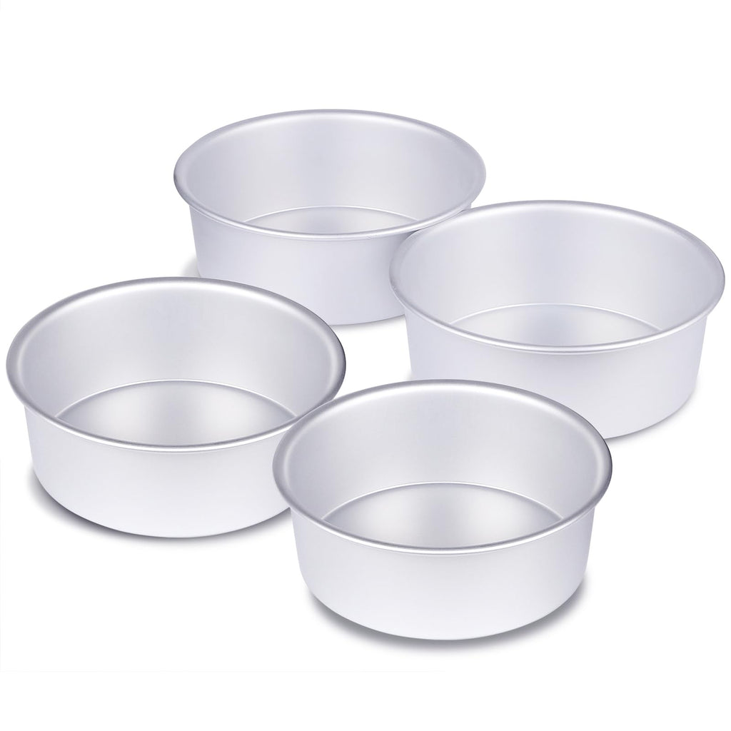 HomeMall 4 x 2 inch Round Cake Pan Set of 4, Aluminum Baking Pans for Mini Cakes, Heavy Duty Non-Stick, Evenly Baking Tools for Home Kitchen, Birthday Wedding Anniversary