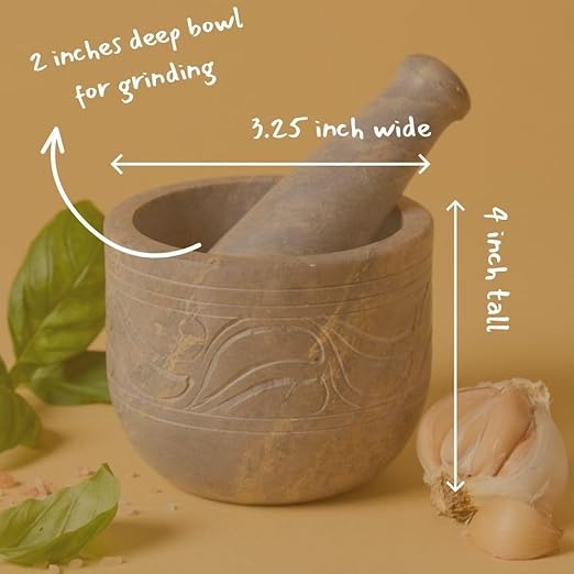 Stone Mortar and Pestle Set for Grinding Herbs and Spices, Small and Mini, Set of 2