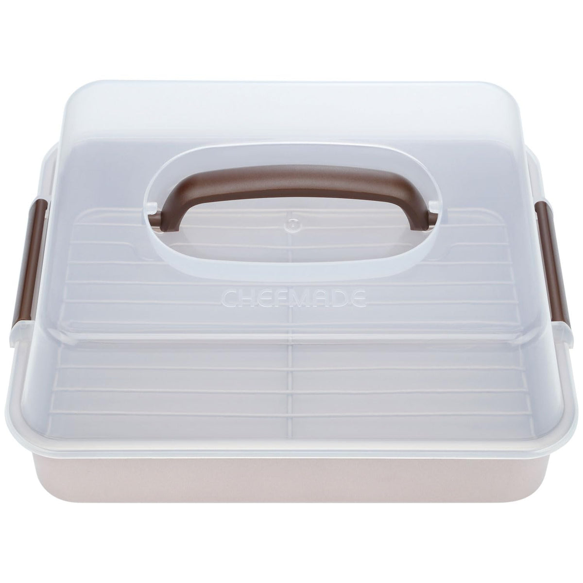 CHEFMADE Roasting Pan with Rack, 11-Inch Non-Stick Square Shallow Dish Sheet Pan with Wire Rack for Oven Baking, BBQ and Roasting 11.2" x 11.2" x 1.4" (Champagne Gold)