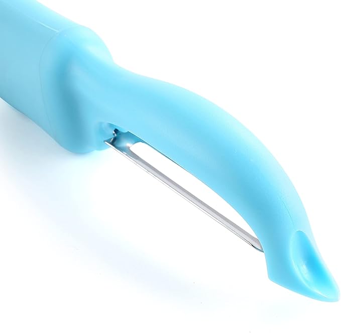 Spring Chef Swivel Potato Peeler with Soft Grip Handle, Set of 2, Aqua Sky