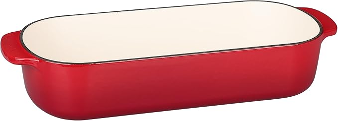 EDGING CASTING Enameled Cast Iron Loaf Pan with Lid, Bread pan, Dutch Oven Bread pan for Homemade Sourdough Bread Baking, 12.5x5.5 inch, 5qt, Red