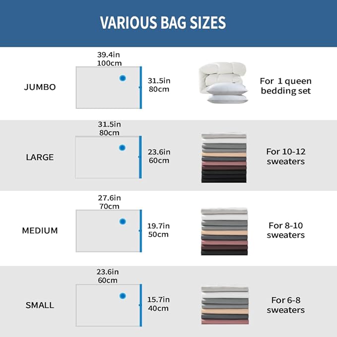 Vacuum Storage Bags 20 Pack Electric Pump, 80% Space Saver Vacuum Seal bags