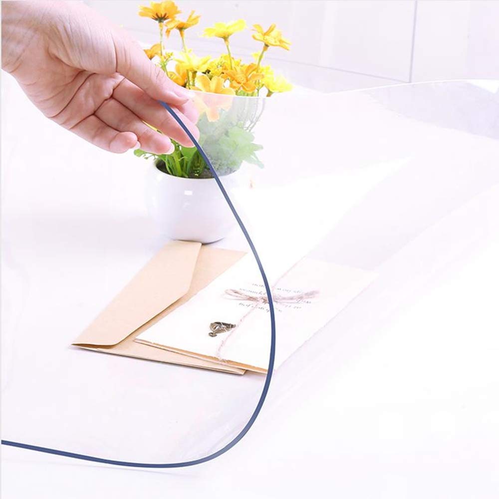 NECAUX Custom 46 x 111 Inch Clear Table Cover Protector, 1.5mm Thick Wood Grain Transparent Table Pad Non-Slip Tablecloth Plastic Protective Pad for Dining Room Table Conference Table Meeting Table