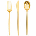 SUT 150PCS Gold Plastic Silverware Set, Heavy Duty Disposable Cutlery for Party,Includes 50 Forks, 50 Spoons and 50 Knives, Elegant Plastic Flatware for Wedding, Birthday and Catering