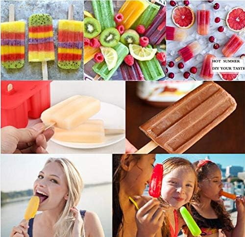 Silicone Popsicles Molds,10 Cavity Homemade Popsicle Molds DIY Ice Pop Molds for Kids & Adults Food Grade BPA-Free with Popsicle Maker Sticks Popsicles Bags A Funnel (Red)