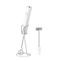 PRIMOVATE Rechargeable Milk Frother Handheld, Electric Coffee Frother with 2 Whisk, 3-Speed Powerful Drink Mixer, USB-C, Milk Foamer for Coffee,Latte,Cappuccino,Matcha & HotChocolate(White + Stand)
