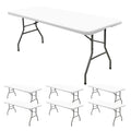 6 Pack Stretch Fabric Table Top Cap Cover, fits 8' Tables, Spandex Table Covers Washable Elastic Universal Rectangle Tablecloth Protector for Indoor Outdoor Party Picnic Wedding, White, 30" W x 96" L