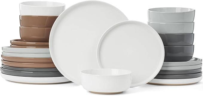 Famiware Milkyway 24-Piece Stoneware Dinnerware Set, Multi-color
