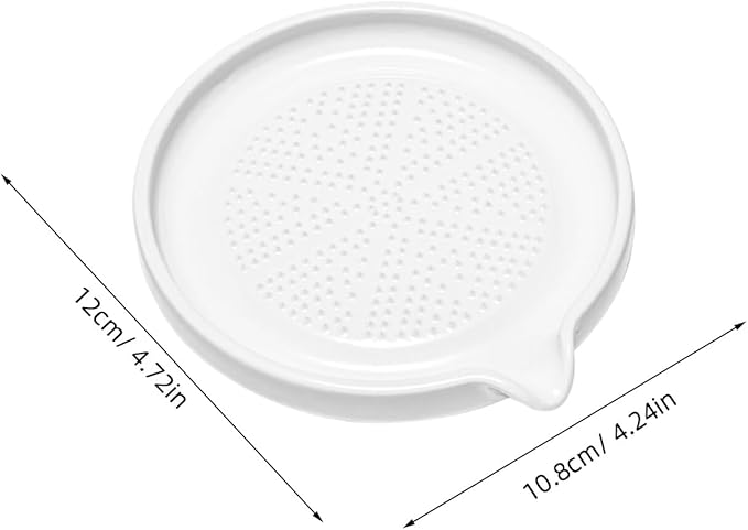 CALLARON Ceramic Grater Plate for Ginger Garlic Fruit and Baby Food Manual Grinding Tool for Kitchen Use 4.72 X 4.25 X 0.78 in Easy to Clean Groove Tray Design