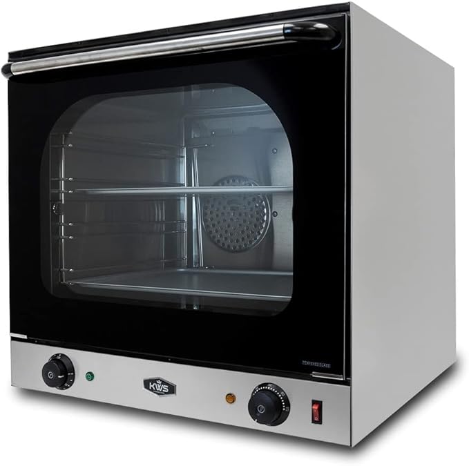 KWS CO-3 1600W Commercial Countertop Convection Oven, 2 Cu. Ft. - 120V, 4-Tier Toaster w/Front Glass Door, Electric Baking Oven