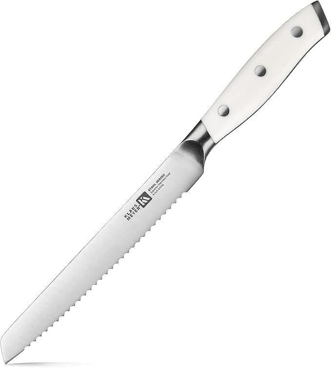 Klaus Meyer 6 Inch Serrated Utility Knife, Bread and Tomato Knife(White)