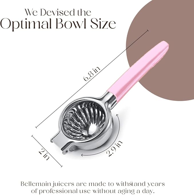 Bellemain Metal Lemon Squeezer, Stainless Steel Citrus Juicer, pink